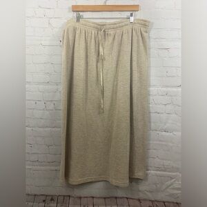 Capacity Womens Plus Size 2X Oatmeal Elastic Drawstring Waist Maxi Skirt